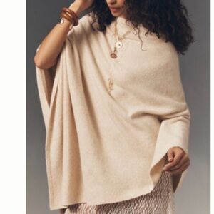 Anthropologie Cream Knit Poncho Sweater